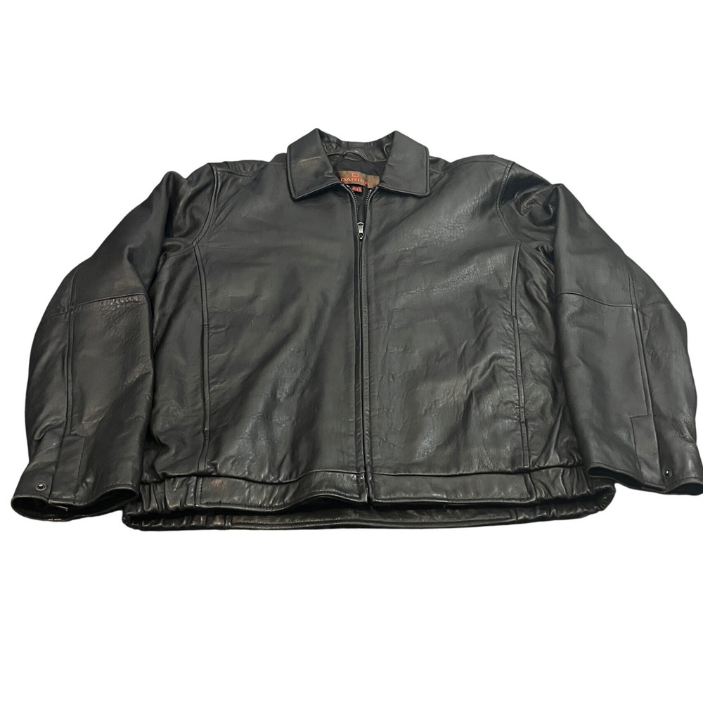 Danier Leather Jacket Mens XL Black Full Zip Quilted Lined Bomber 80074